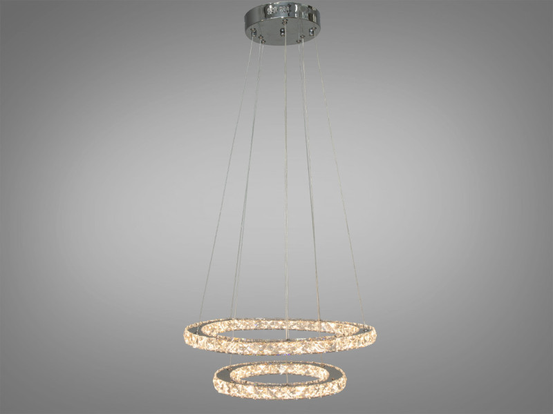 Стильна кришталева світлодіодна люстра-підвіс, 55W, хром