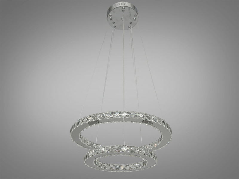 Стильна кришталева світлодіодна люстра-підвіс, 55W, хром