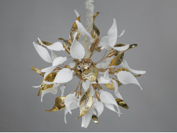 Ппідвісна люстра з керамічними елементами, 12 ламп, золотого кольору