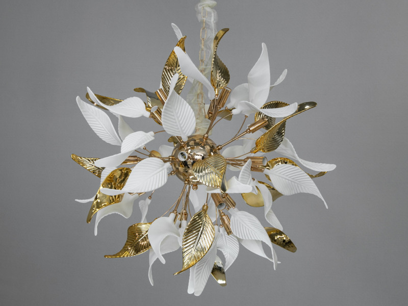 Ппідвісна люстра з керамічними елементами, 12 ламп, золотого кольору