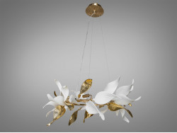 Підвісна люстра з фарфоровими елементами, 8 ламп, золотого кольору