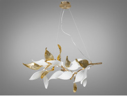 Підвісна люстра з керамічними елементами, 6 лампи, золотиста