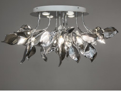 Порцелянова стельова люстра, 10 ламп, хром