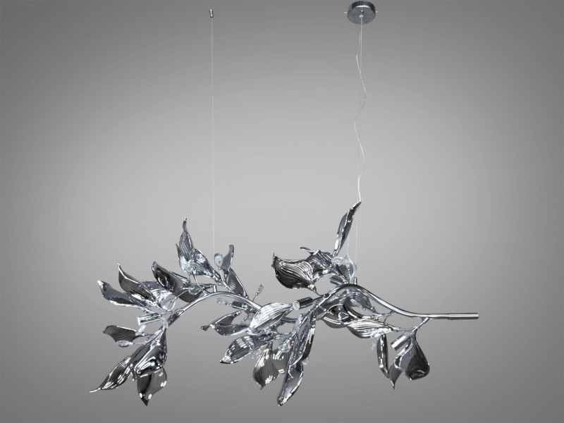 Підвісна фарфорова люстра витягнутої форми, 12 ламп, хром