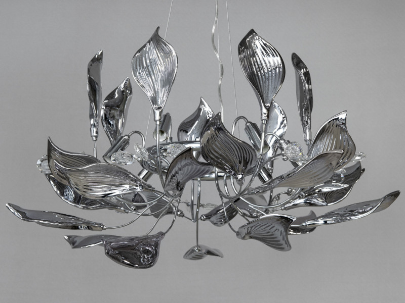 Підвісна фарфорова люстра, 6 ламп, хром