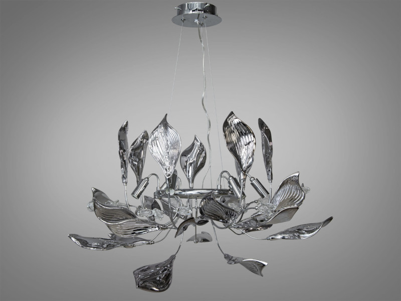 Підвісна фарфорова люстра, 6 ламп, хром
