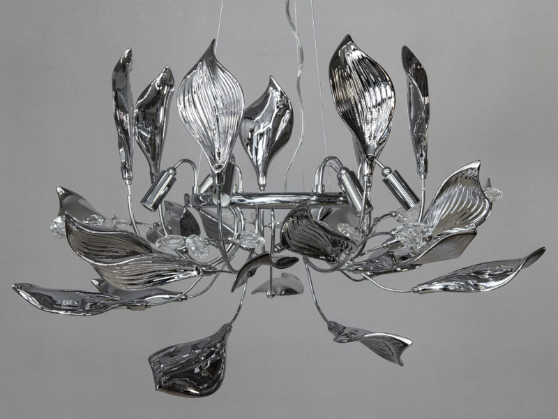 Підвісна фарфорова люстра, 6 ламп, хром