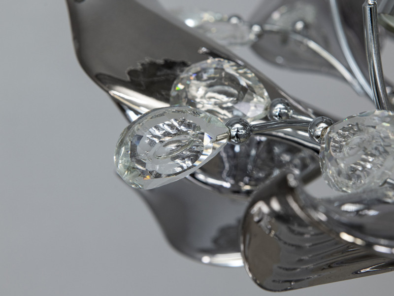 Підвісна фарфорова люстра, 6 ламп, хром