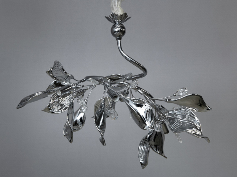 Підвісна люстра з керамічними елементами, 6 ламп, хром