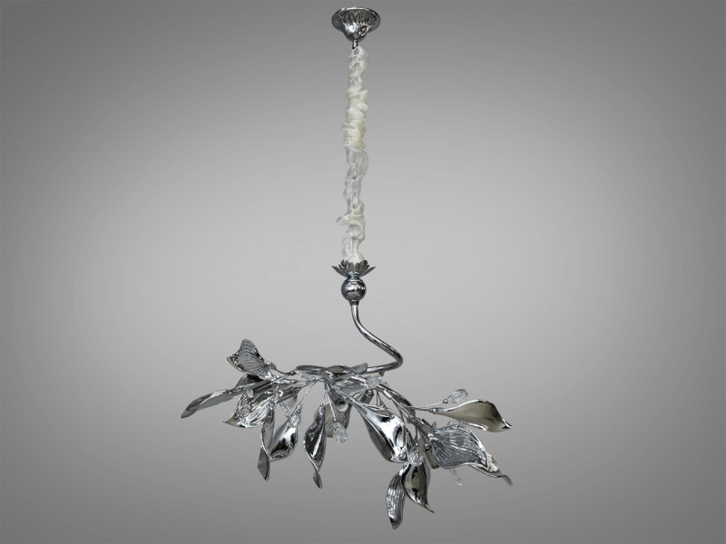 Підвісна люстра з керамічними елементами, 6 ламп, хром