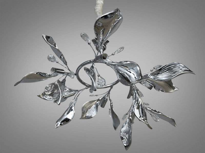 Підвісна люстра з керамічними елементами, 6 ламп, хром