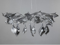 Підвісна фарфорова люстра, 8 ламп, хром