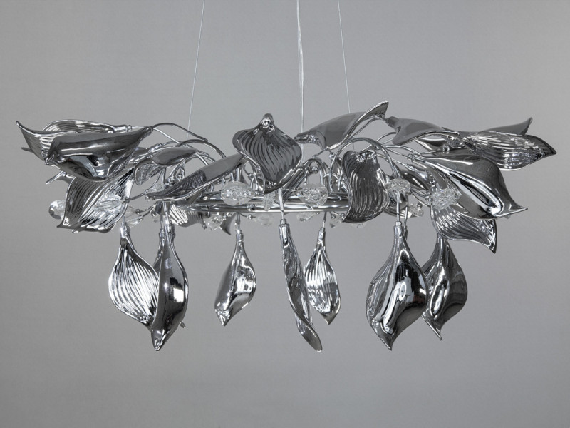 Підвісна фарфорова люстра, 8 ламп, хром