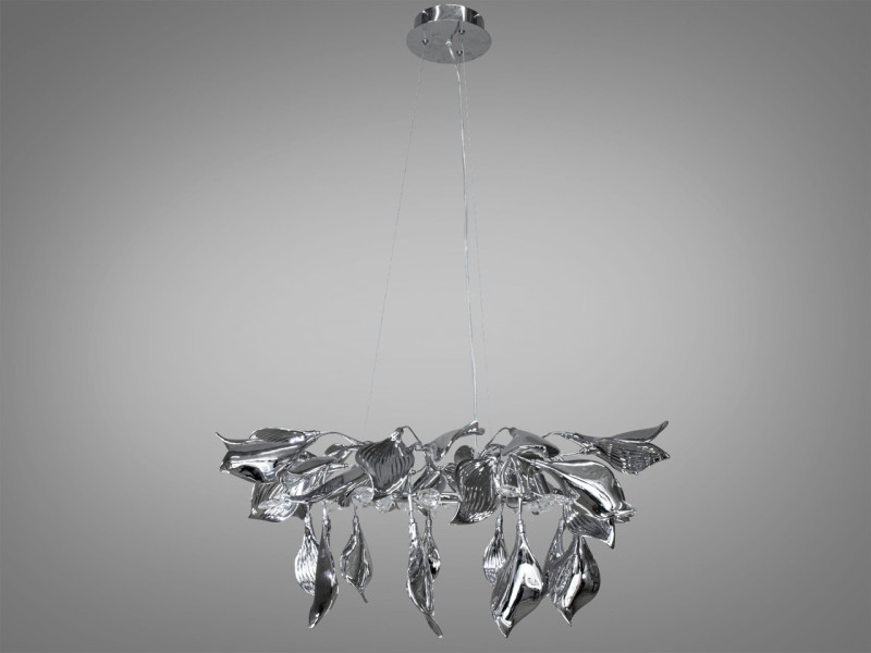 Підвісна фарфорова люстра, 8 ламп, хром