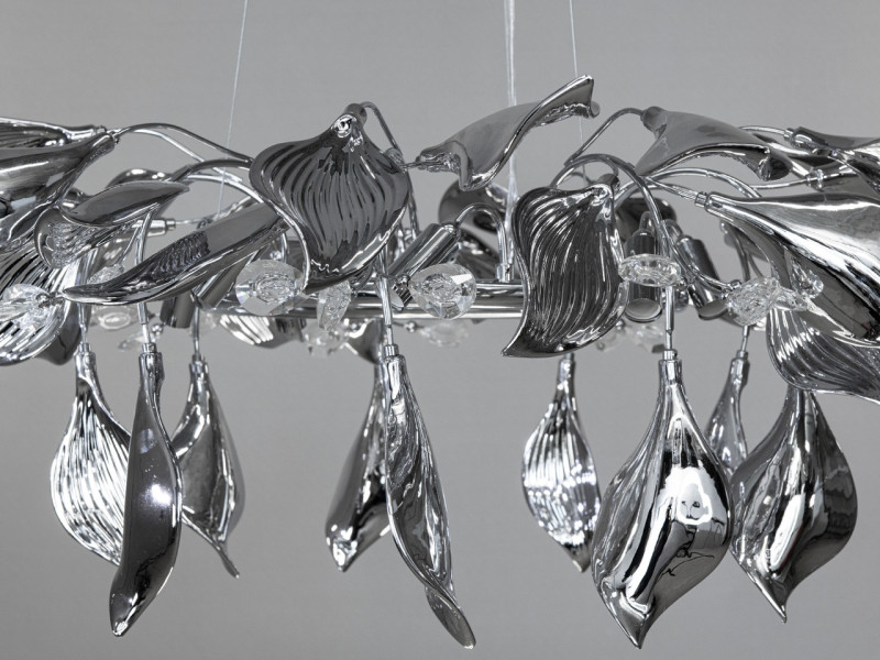 Підвісна фарфорова люстра, 8 ламп, хром