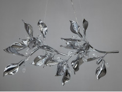 Підвісна фарфорова люстра витягнутої форми, 9 ламп, хром