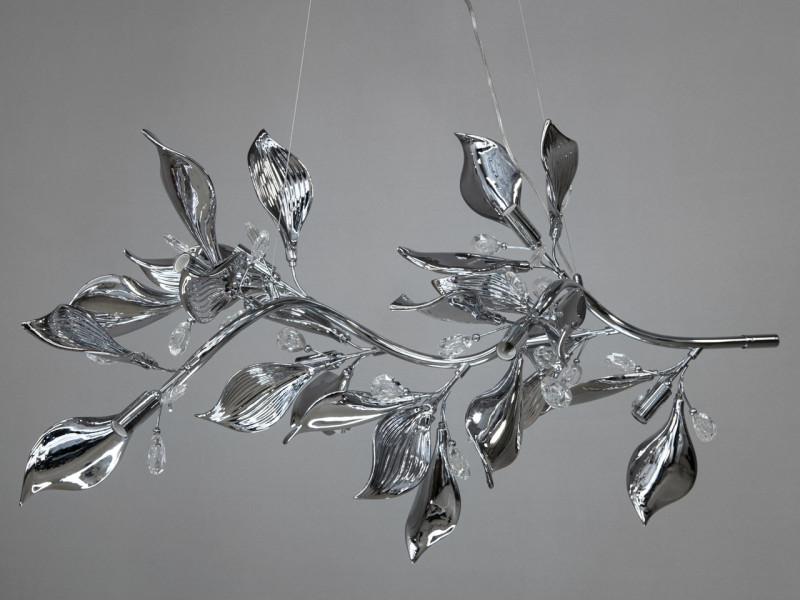 Підвісна фарфорова люстра витягнутої форми, 9 ламп, хром