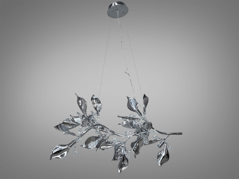 Підвісна фарфорова люстра витягнутої форми, 9 ламп, хром