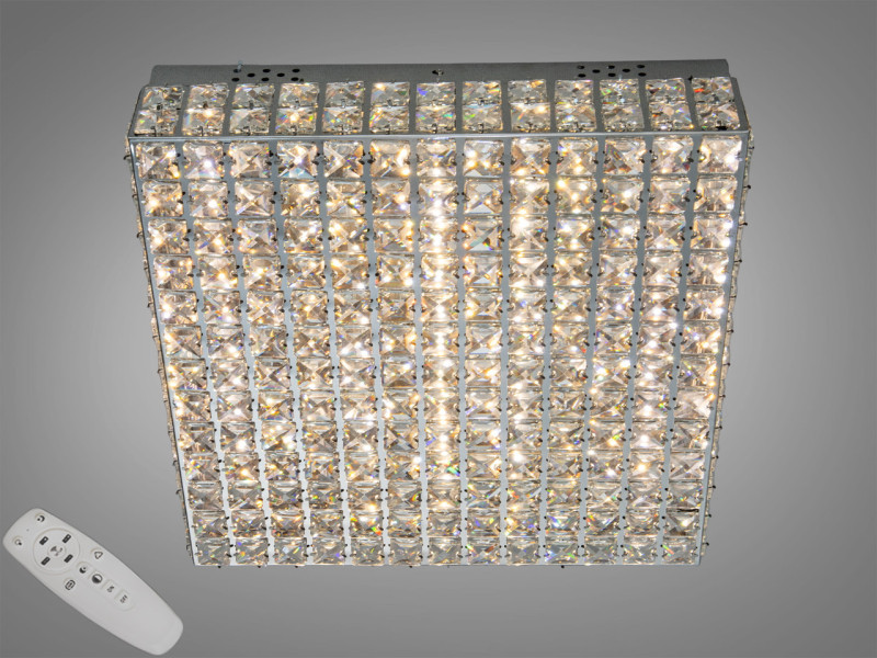 Люстра квадратна кришталева LED хром 82W