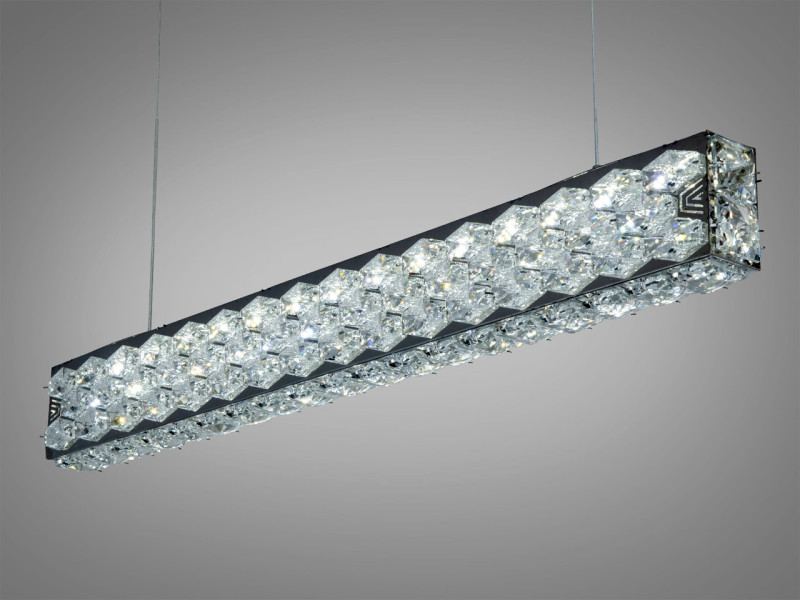 Люстра LED підвіс кришталева 68В золотистат пульт