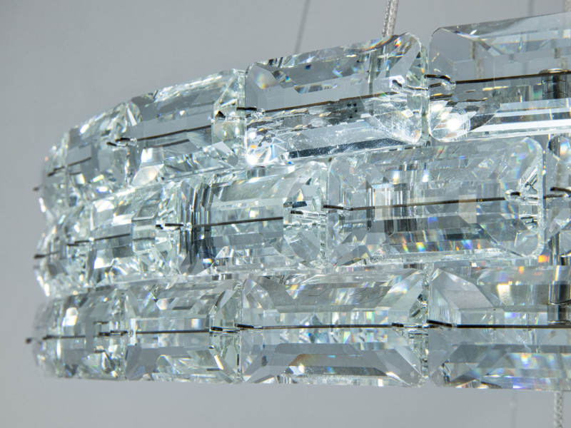 Золотиста підвісна кришталева LED люстра 70 Вт 3 кільця