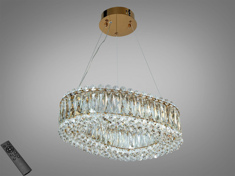 Світлодіодна підвісна люстра 505 L800x350CH хром кришталь 40 Вт