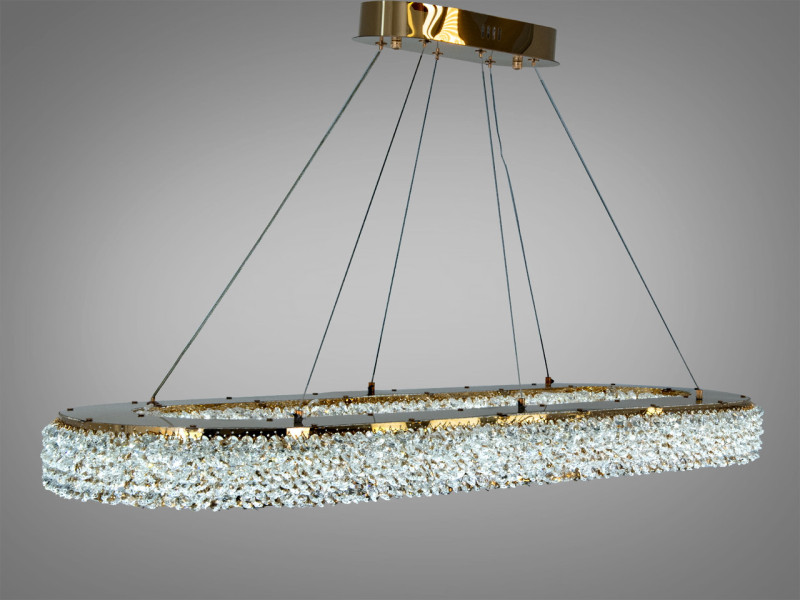 Люстра підвісна LED кришталева колір хром 84 Вт овальної форми