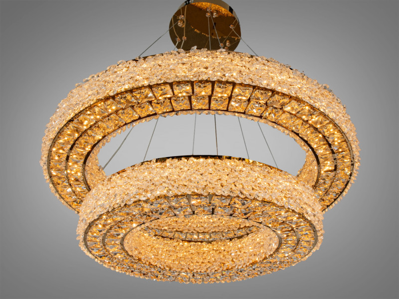 Підвісна LED люстра 2 кільця кольору хром 126Вт