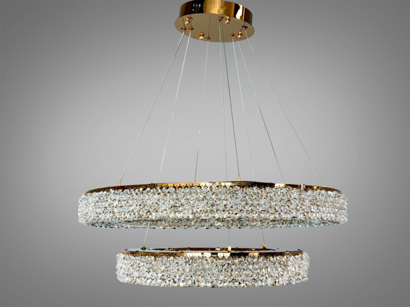 Підвісна LED люстра 2 кільця кольору хром 126Вт