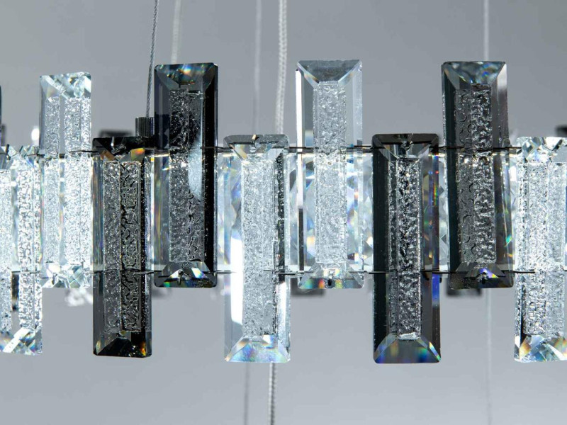 Кришталева LED люстра три кільця хром 70 Вт