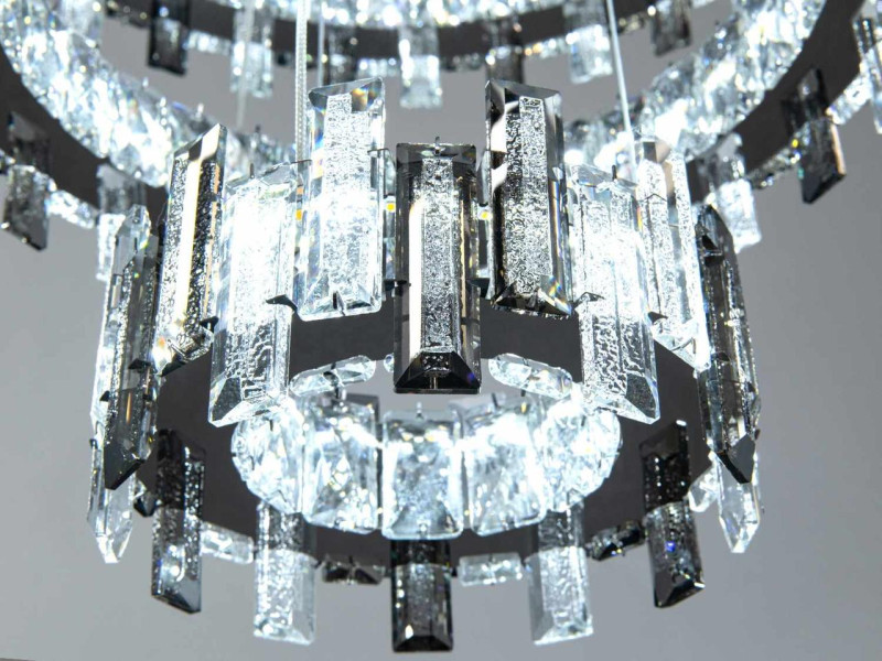 Кришталева LED люстра три кільця хром 70 Вт