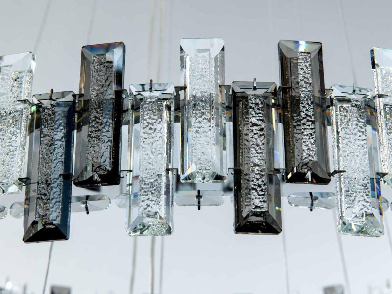 Кришталева LED люстра три кільця хром 70 Вт