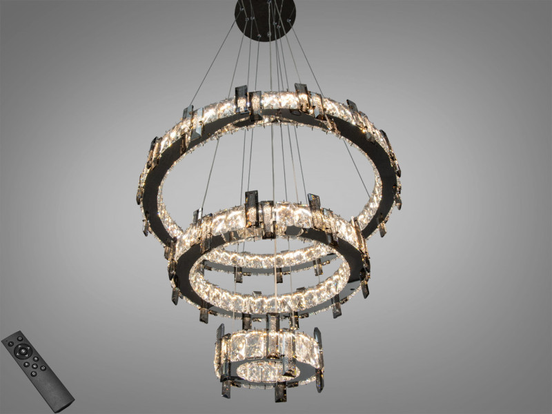 Підвісна люстра Каскад хром 70Вт 3 кільця