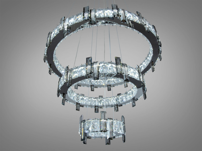 Підвісна люстра Каскад хром 70Вт 3 кільця