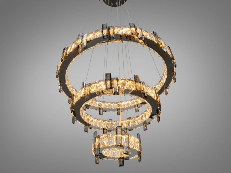 Підвісна люстра Каскад хром 70Вт 3 кільця