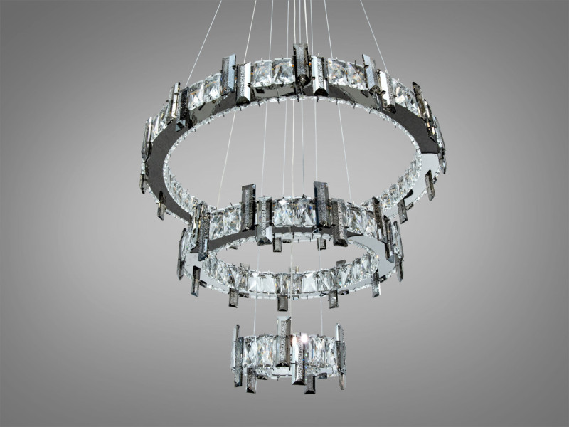 Підвісна люстра Каскад хром 70Вт 3 кільця