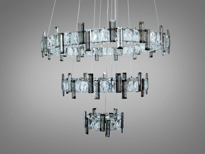 Підвісна люстра Каскад хром 70Вт 3 кільця