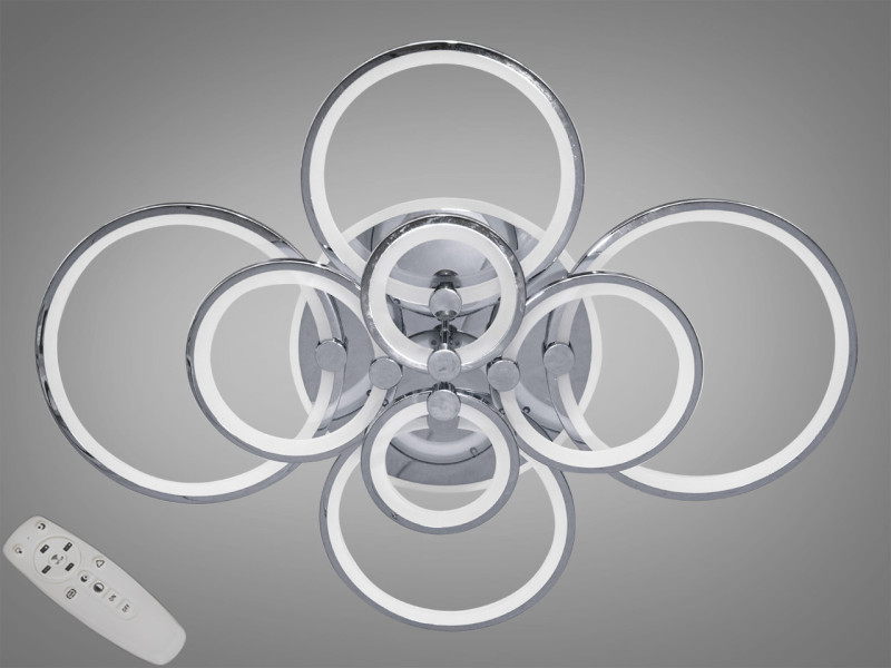 LED люстра з пультом, диммером і підсвіткою, 235W, хром