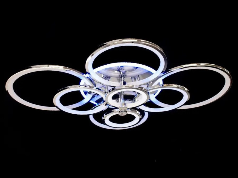 LED люстра з пультом, диммером і підсвіткою, 235W, хром