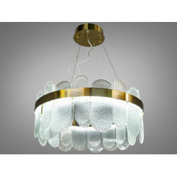 Підвісна люстра з прозорими скляними елементами, золотиста