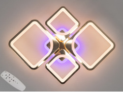LED люстра з пультом, диммером і підсвічуванням, 100W, золото