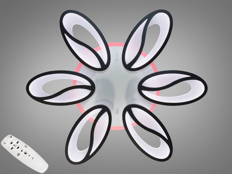 Стельова LED люстра з диммером та LED підсвічуванням, 105 Вт, чорна