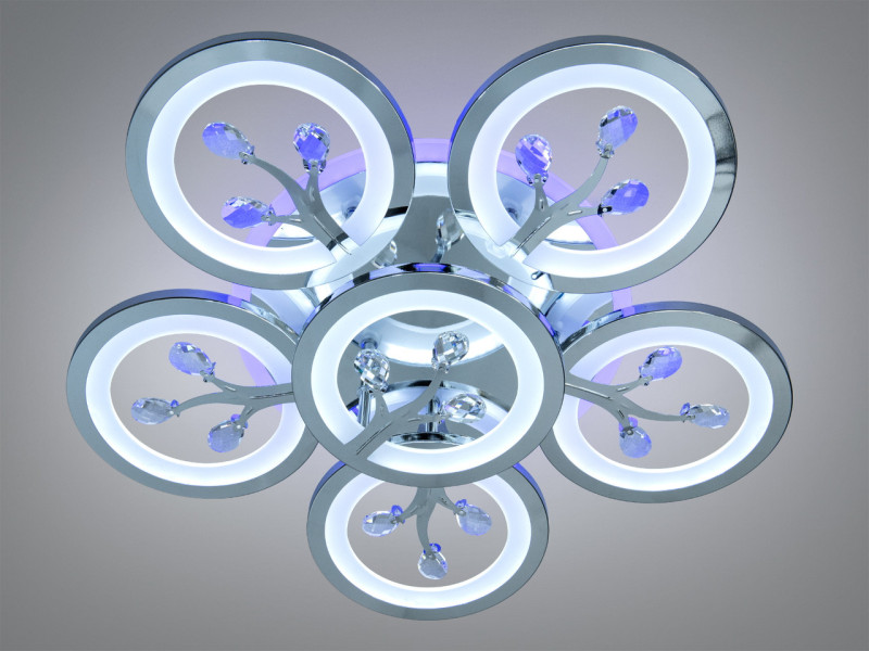 Стельова LED люстра хром 95Вт диммінг 6 кілець