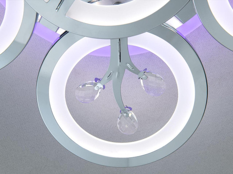Стельова LED люстра хром 95Вт диммінг 6 кілець
