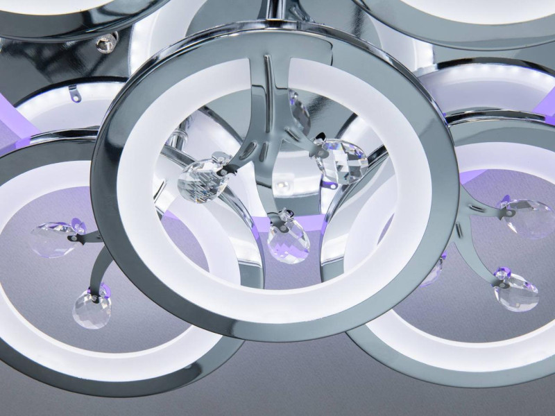 Стельова люстра кільця хром LED 140Вт з пультом