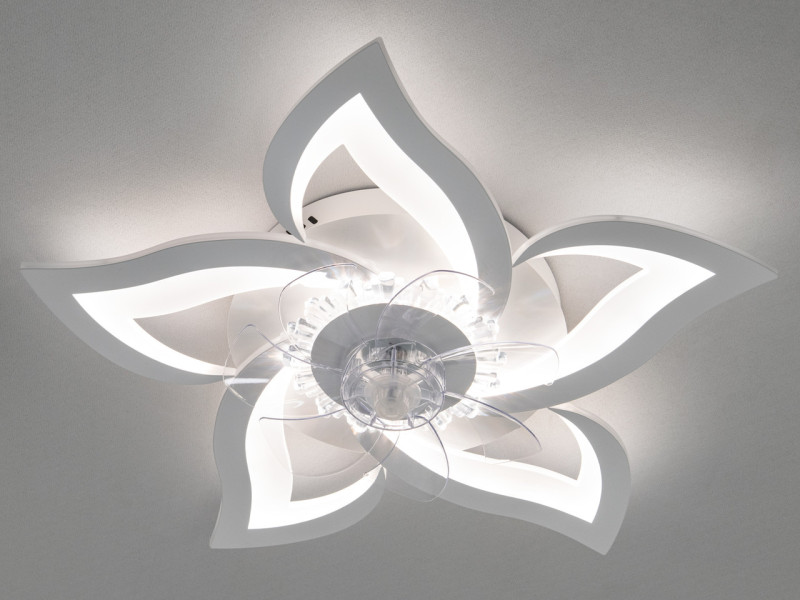 Стельова світлодіодна люстра вентилятор з пультом, 90W, біла
