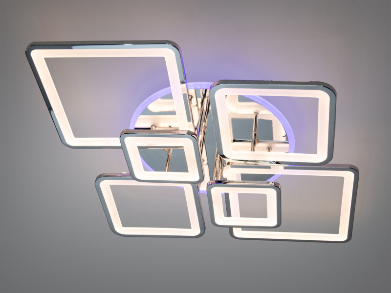 LED люстра на пульті з димером і різнобарвним підсвічуванням, 150W хром