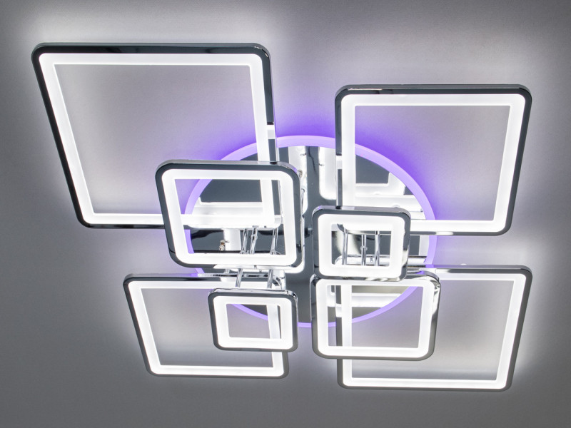 LED люстра з пультом, диммером та підсвіткою, 225W, хром