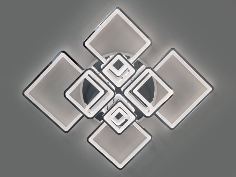 LED люстра з пультом, диммером та підсвіткою, 225W, хром