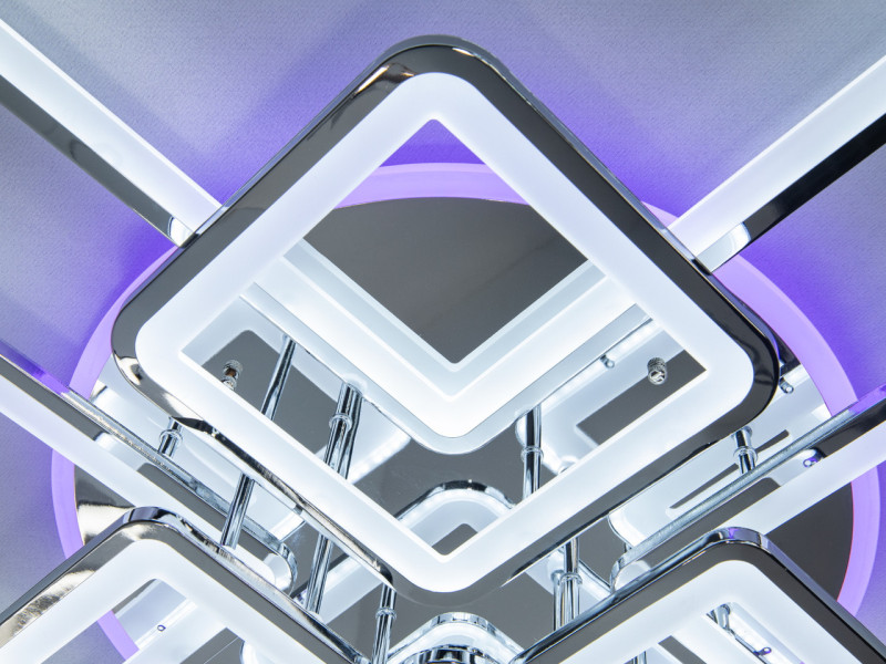 LED люстра з пультом, диммером та підсвіткою, 225W, хром